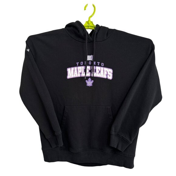 Toronto Maple Leafs  HOCKEY FIGHTS CANCER Hoodie XL Black Levelwear Cotton Blend - Picture 1 of 9